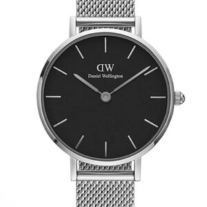 Daniel Wellington Petite Sterling Black Silver mesh watch